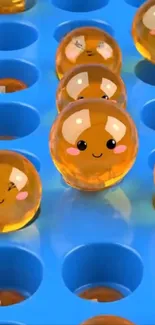 Adorable orange spheres on a blue background