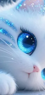 Cute cat with large blue eyes and sparkling fur.