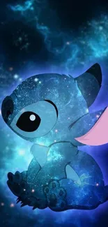 Cute galaxy-themed blue character wallpaper.