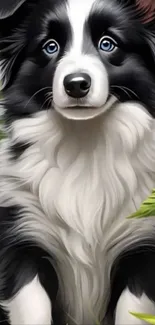 Artistic Border Collie with a nature background.