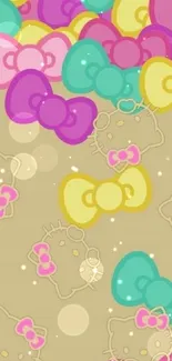 Colorful bow pattern wallpaper for mobile with cute and playful design.