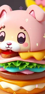 Cute pink bunny burger with playful layers.