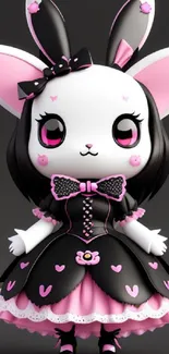 Cute pink and black gothic bunny wallpaper.