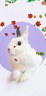 Cute white bunny with holiday decoration. Perfect for mobile wallpaper.