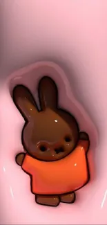 Cute bunny in orange, surrounded by pink, creating a vibrant phone wallpaper.