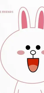 Cute Line Friends bunny wallpaper with pink and white colors on mobile screen.