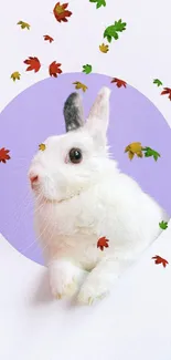 White bunny with purple background in minimalist style.