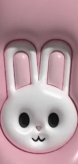 Cute bunny pink mobile wallpaper with white design.