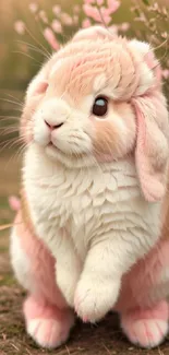 Adorable fluffy bunny in pastel hues for mobile wallpaper.