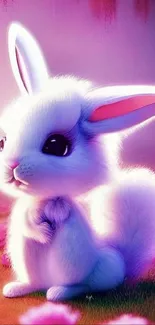 Adorable pastel bunny with lavender hues on a mobile wallpaper.