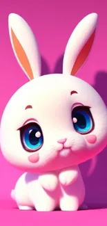 Cute animated bunny on pink background, perfect for mobile wallpaper.