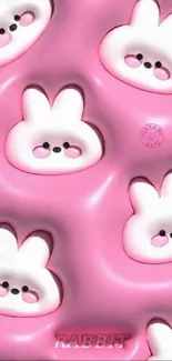 Cute white bunnies on a pink background wallpaper.