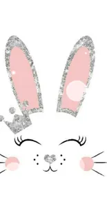 Cute bunny with crown on a white background, perfect for mobile wallpaper.