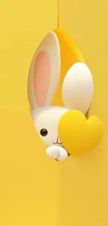 Cute 3D bunny with yellow background