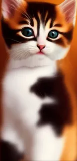 Cute calico cat wallpaper with orange and black fur.