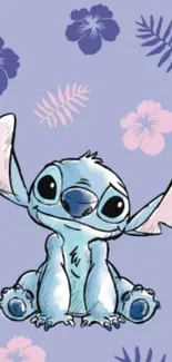 Cute alien cartoon on floral background wallpaper.