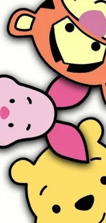 Cute cartoon animal faces on a mobile wallpaper.