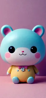 Adorable cartoon bear with pastel colors.