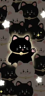 Cartoon cat pattern with black and white colors.