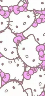 Adorable pink cartoon cat pattern wallpaper.