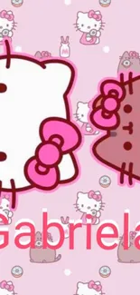 Cute pink cartoon cat wallpaper with adorable designs.