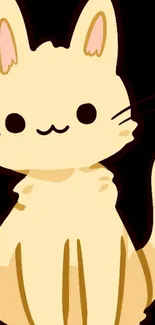 Cute cartoon cat with a smiling face on a mobile wallpaper.