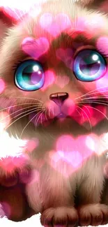 Cute cartoon cat with big blue eyes.