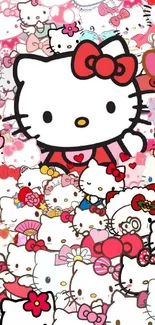 Colorful Hello Kitty wallpaper with cute designs.