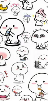 Adorable cartoon character pattern wallpaper for mobile phones.