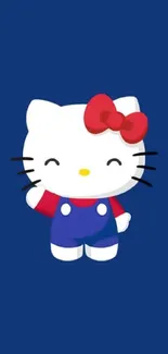 Cute cartoon character on navy blue background wallpaper.