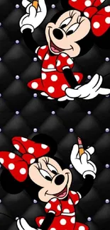 Cartoon character with red polka-dot dress on a black background wallpaper.