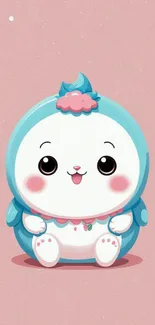 Cute cartoon character on a pink background wallpaper.