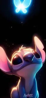 Cute cartoon character with glowing butterfly.