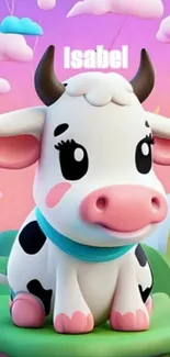 Adorable cartoon cow in vibrant colors