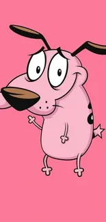 Cute cartoon dog on a pink background mobile wallpaper.