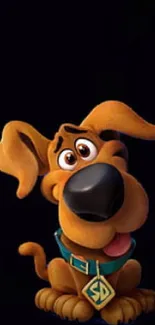 Cartoon dog with floppy ears on a dark background wallpaper.