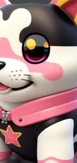 Cute cartoon dog with pink highlights and star collar.