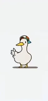 Cute cartoon duck with a colorful cap on a white background.