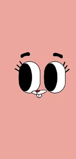 Adorable cartoon eyes on pink background.