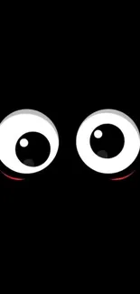 Cute cartoon eyes on black wallpaper background.