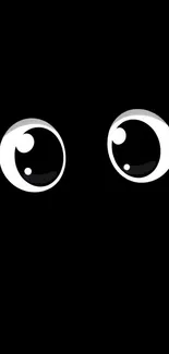 Cute cartoon eyes on a dark background for smartphone wallpaper.