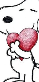 Cartoon character holding a large heart.