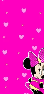 Cartoon character with pink background and hearts wallpaper.