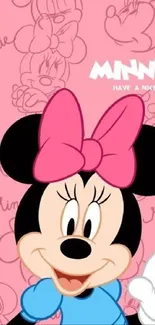 Cute pink cartoon mouse wallpaper with cheerful design.