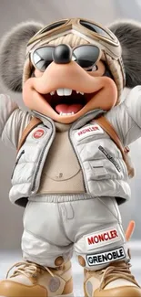 Cute cartoon mouse in stylish outfit