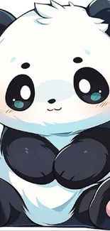 Cute cartoon panda illustration for phone wallpaper.