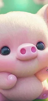 Cute cartoon pig wallpaper with a chubby pink piglet.