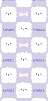 Cute cartoon poodles and bows on a lavender background wallpaper.