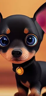 Adorable cartoon puppy wallpaper with big eyes.