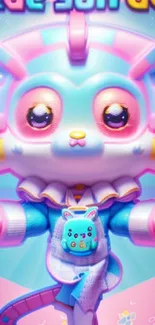 Cute cartoon robot with vibrant colors on mobile wallpaper.